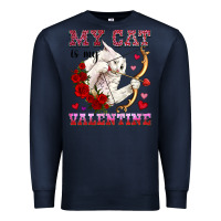 Navy my cat is my valentine Premium Sweatshirt - OliviaCreatesArt