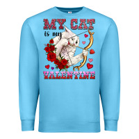 Ocean Blue my cat is my valentine Premium Sweatshirt - OliviaCreatesArt