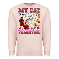 Pale Pink my cat is my valentine Premium Sweatshirt - OliviaCreatesArt