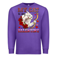 Purple my cat is my valentine Premium Sweatshirt - OliviaCreatesArt