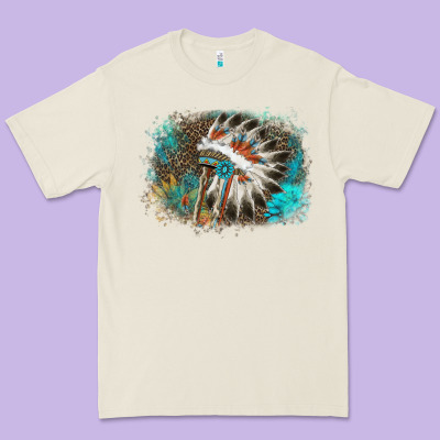 Indian Headress Sunflower Leopard Premium Tee Designed By Adodesignshop