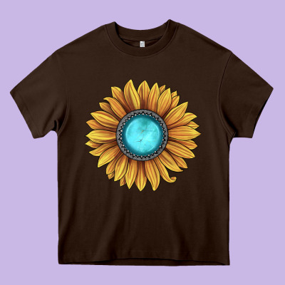Sunflower Gemstone Heavy Core Tee Designed By Jahusdesignshop
