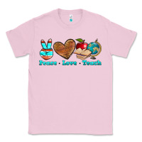 Bubblegum Pink peace love teach Classic Tee - NancyCooperArtShop