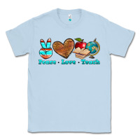 Dusty Blue peace love teach Classic Tee - NancyCooperArtShop