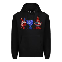 Black Peace love America with gnome 4th of july Premium Hoodie - HowdyJamesFarm