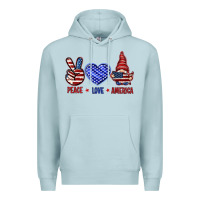 Blue Mist Peace love America with gnome 4th of july Premium Hoodie - HowdyJamesFarm
