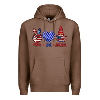 Chestnut Peace love America with gnome 4th of july Premium Hoodie - HowdyJamesFarm
