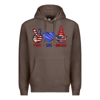 Coffee Peace love America with gnome 4th of july Premium Hoodie - HowdyJamesFarm
