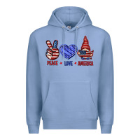 Colony Blue Peace love America with gnome 4th of july Premium Hoodie - HowdyJamesFarm