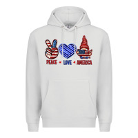 Dove Grey Peace love America with gnome 4th of july Premium Hoodie - HowdyJamesFarm