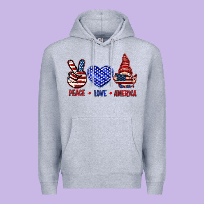 Peace Love America With Gnome 4th Of July Premium Hoodie Designed By Howdyjamesfarm