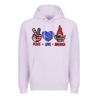 Lilac Peace love America with gnome 4th of july Premium Hoodie - HowdyJamesFarm