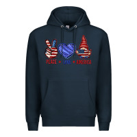 Navy Peace love America with gnome 4th of july Premium Hoodie - HowdyJamesFarm
