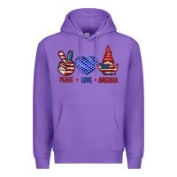 Purple Peace love America with gnome 4th of july Premium Hoodie - HowdyJamesFarm