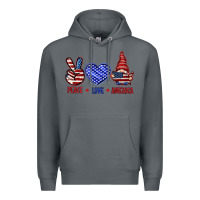 Rock Peace love America with gnome 4th of july Premium Hoodie - HowdyJamesFarm