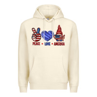Sandshell Peace love America with gnome 4th of july Premium Hoodie - HowdyJamesFarm