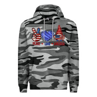 Slate Camo Peace love America with gnome 4th of july Premium Hoodie - HowdyJamesFarm