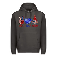 Smoke Peace love America with gnome 4th of july Premium Hoodie - HowdyJamesFarm