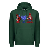 Sports Green Peace love America with gnome 4th of july Premium Hoodie - HowdyJamesFarm