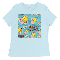 Baby Blue back to school seamless pattern Ladies Tee - BundleAndBundleShop