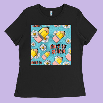 Back To School Seamless Pattern Ladies Tee Designed By Bundleandbundleshop