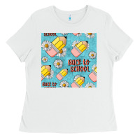 White back to school seamless pattern Ladies Tee - BundleAndBundleShop