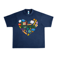 Navy teacher heart Urban Heavy Tee - NancyCooperArtShop