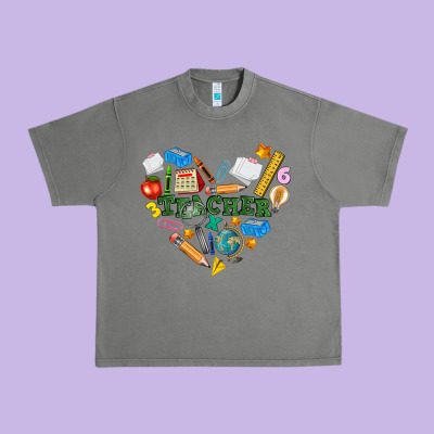 Teacher Heart Urban Heavy Tee Designed By Nancycooperartshop