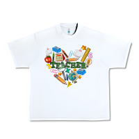 White teacher heart Urban Heavy Tee - NancyCooperArtShop