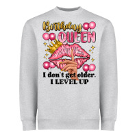 Heather Grey birthday queen i dont get older i level up Heavyweight Sweatshirt - Artiststas