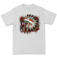 Dove Grey İndian Headress Cowhide Premium Tee - AdoDesignShop