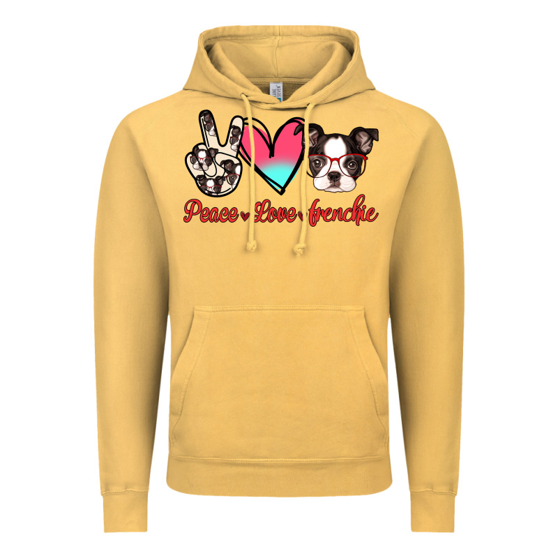 Peace Love Frenchie Vintage Hoodie by Jasminsmagicworld | Teevron