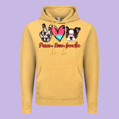 Peace Love Frenchie Vintage Hoodie Designed By Jasminsmagicworld