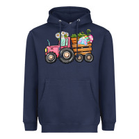 Navy Easter bunny tractor Heavyweight Hoodie - CowGirlArtShop
