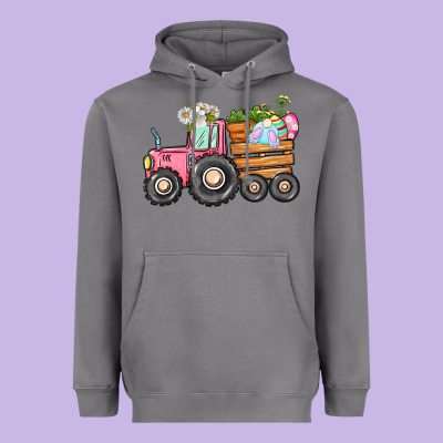 Easter Bunny Tractor Heavyweight Hoodie Designed By Cowgirlartshop