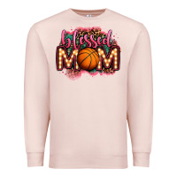 Pale Pink blessed basketball mom lightbulb letters Premium Sweatshirt - OliviaCreatesArt