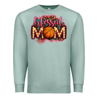 Seafoam blessed basketball mom lightbulb letters Premium Sweatshirt - OliviaCreatesArt