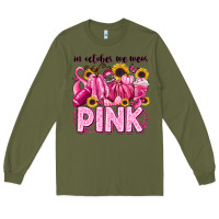 Army Green in october we wear pink football Long Sleeve Tee - LillyAllenDesigns