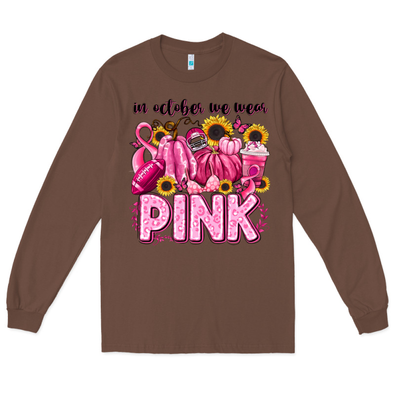 In October We Wear Pink Football Long Sleeve Tee by LillyAllenDesigns | Teevron