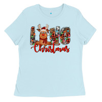 Baby Blue love christmas reindeer Ladies Tee - Jasminsmagicworld