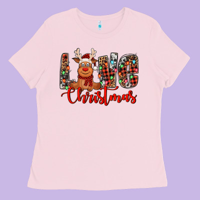 Love Christmas Reindeer Ladies Tee Designed By Jasminsmagicworld