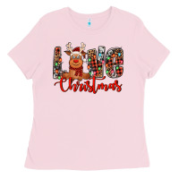 Bubblegum Pink love christmas reindeer Ladies Tee - Jasminsmagicworld