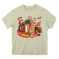 Mossy Christmas tree cake American football  ball and hot dogs ado Heavy Core Tee - AdoDesignShop