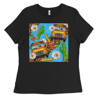 School Bus Seamless Pattern Ladies Tee | Teevron