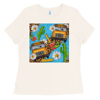 Bone school bus seamless pattern Ladies Tee - BundleAndBundleShop
