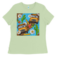 Matcha school bus seamless pattern Ladies Tee - BundleAndBundleShop