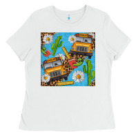 White school bus seamless pattern Ladies Tee - BundleAndBundleShop