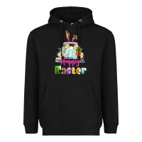 Black Bunny Happy Easter truck Heavyweight Hoodie - CowGirlArtShop