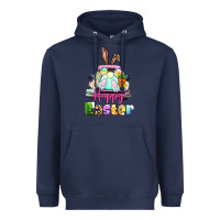 Navy Bunny Happy Easter truck Heavyweight Hoodie - CowGirlArtShop