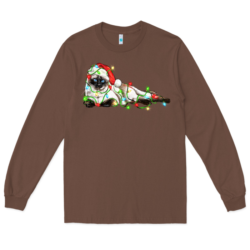 Christmas Siamese Cat Long Sleeve Tee by LillyAllenDesigns | Teevron